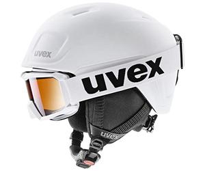 uvex Unisex-Youth Casque et Lunettes de Ski, White-Black, 54-58 cm