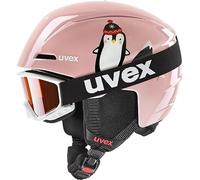 uvex viti Set Casque et Lunettes de Ski Enfant Unisexe, Pink Penguin, 51-55 cm
