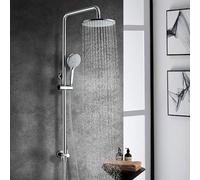 Uvish Kit de barre de douche en acier inoxydable avec tuyau de 180 cm, pommeau de douche à main, support et inverseur de douche en laiton, ensemble de douche avec 4 modes de pulvérisation, chromé