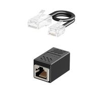 Uvital Adaptateur prise téléphonique vers Ethernet, adaptateur RJ11 vers RJ45, RJ45 femelle vers RJ11 mâle pour téléphone fixe, avec câble RJ45 vers RJ11 (noir)