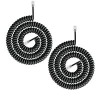 Uvital Lot de 2 câbles enroulés pour combiné téléphonique, longueur spiralée de 3,1 à 3 m, cordon de combiné de téléphone fixe RJ9/RJ10/RJ22 4P4C (noir, 2 pièces)