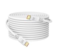 UVOOI Câble HDMI 8K blanc 7,6 m, câble HDMI 2.1 de 7,6 m ultra haut débit eARC tressé long cordon HDMI avec 8K @ 60 Hz, 4K @ 120 Hz, HDR10+, Dolby, 3D, HDCP2.3 pour ordinateur portable/moniteur/HDTV