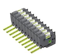 UVQAPXWD Lot de 10 Rubans d'étiquettes TZ de 12 mm laminés Noir sur Jaune Fluorescent compatibles avec Les modèles d'étiqueteuses TZeC31 Tze-C31 Tze C31 pour numéro de pièce TZeC31 Tze-C31 Tze C31