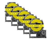 UVQAPXWD Ruban d'étiquettes pour Tube thermorétractable, 5PK, SU5S SU5Y LK-4WBA5 LK-4YBA5, Compatible avec Labelworks LW-300 pour numéro de pièce SU5S SU5Y LK-4WBA5 LK-4YBA5(5PK Black on Yellow)