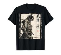 Œuvre d'art à l'encre Samurai Cat Warrior Ukiyo Cat Samurai T-Shirt