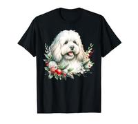 Œuvre d'art Aquarelle Chien bolognais de Noël T-Shirt Graphique avec Valeur