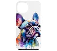 Œuvre d'art aquarelle chien bouledogue français Coque pour iPhone 13