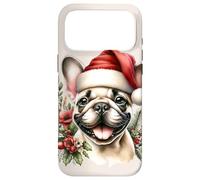 Œuvre d'art Aquarelle de Chien Bouledogue français de Noël Coque pour iPhone 17 Pro Max