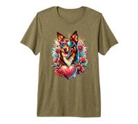Œuvre d'art australienne Kelpie Dog St Valentin T-Shirt Haut de Gamme