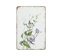 Œuvre d'art botanique imprimable aquarelle fleur peinture œuvre d'art imprimable moderne floral télécharger Eustoma nouveauté rétro panneau en métal 20,3 x 30,5 cm en métal gaufré affiche vintage