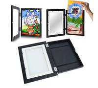 Œuvre d'Art Cadre Photo pour Enfants, A4 Ouverture Devant Cadre Photo Interchangeable Incassable pour Enfants Cadre d'Art pour Dessin de Travaux Scolaires Projets Arts (Noir)