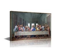 Œuvre d'art chrétienne Images de Jésus pour mur Décor de la Cène Toile Art mural Peintures Œuvre d'art moderne Décoration maison pour salon Gi Encadrée en bois Prête à accrocher - 61 cm L x 40,6