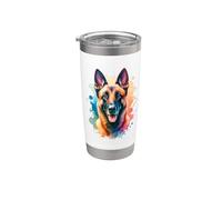 Œuvre d'art de chien malinois belge Gobelet isotherme en acier inoxydable double paroi