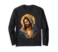 Œuvre d'art de Jésus-Christ Bleu Manteau Sacré Icône Faith Manche Longue