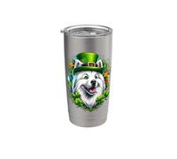 Œuvre d'art de la Saint-Patrick American Eskimo Dog Gobelet isotherme en acier inoxydable double paroi