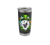Œuvre d'art de la Saint-Patrick American Eskimo Dog Gobelet isotherme en acier inoxydable double paroi