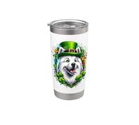 Œuvre d'art de la Saint-Patrick American Eskimo Dog Gobelet isotherme en acier inoxydable double paroi
