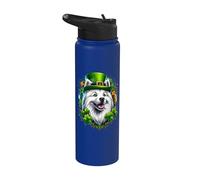 Œuvre d'art de la Saint-Patrick American Eskimo Dog Stainless Steel Insulated Water Bottle