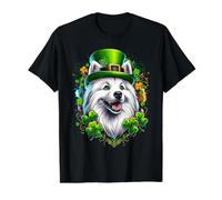 Œuvre d'art de la Saint-Patrick American Eskimo Dog T-Shirt Graphique avec Valeur, Homme, Noir, XL