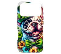 Œuvre d'art de la Saint-Patrick avec Bouledogue français Coque pour iPhone 17 Pro