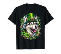 Œuvre d'art de la Saint-Patrick de l'Alaska Malamute T-Shirt Graphique avec Valeur, Homme, Noir, L