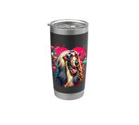 Œuvre d'art de St Valentin Chien de lévrier afghan Gobelet isotherme en acier inoxydable double paroi
