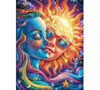Œuvre d'art déesse Soleil et Lune 1000 Pieces Casse-tête Famille en Carton sans Déformation Haute Qualité Mythes fantastiques Difficulté Moyenne Activité Familiale Anti-Stress Cadeau 1000 PCS