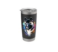 Œuvre d'art du groupe de travail Akita Dog Gobelet isotherme en acier inoxydable double paroi