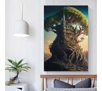 Œuvre d'art du Royaume des Contes de Fées pour les murs de la maison pour une décoration de salle de bain rustique Art mural gris 20x30 pouces (50x75 cm)