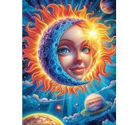 Œuvre d'art du visage de la déesse du soleil et de la lune 300 Pieces Casse-tête Créatif En Carton Épais Rigide Conte de fées mignon d'accompagnement Difficulté Moyenne Activité Manuelle Loisir Créati