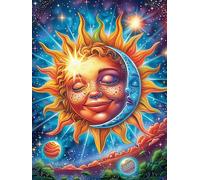 Œuvre d'art du visage de la déesse du soleil et de la lune 300 Pièces Puzzle Adolescent En Carton Anti-Déchirure Conte de fées d'accompagnement magique Difficulté Moyenne Activité Éducative Passe-Temp