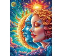 Œuvre d'art du visage de la déesse du soleil et de la lune 500 Pieces Casse-tête Collectionneur En Carton Sans Déformation Conte de fées mignon d'accompagnement Très Difficile Motif Complexe Décoratio