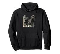Œuvre d'art en Duo de Chiots Black Lab Dock Water, Adorable Labrador Sweat à Capuche