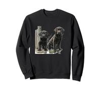 Œuvre d'art en Duo de Chiots Black Lab Dock Water, Adorable Labrador Sweatshirt