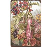 Œuvre d'art en métal pour décoration murale « The Wayfaring Tree Fairy Flower Fairies Coffee Shop » - Décoration murale chic en métal - Cadeau amusant pour salon, bureau - 20,3 x 30,5 cm