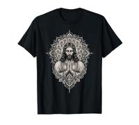 Œuvre d'art Gothique sacrée en priant Jésus-Christ Rose Halo T-Shirt