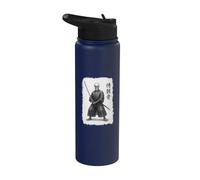 Œuvre d'art graphique vintage squelette de samouraï guerrier Ukiyo-e Stainless Steel Insulated Water Bottle