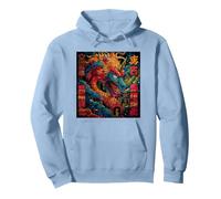 Œuvre d'art Japonaise Dragon Kanji pour Les Fans de Manga et d'anime Sweat à Capuche, Unisexe pour Adultes, Bleu poudré, XL
