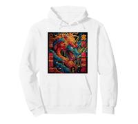 Œuvre d'art Japonaise Dragon Kanji pour Les Fans de Manga et d'anime Sweat à Capuche, Unisexe pour Adultes, Blanc, XXL