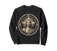 Œuvre d'art Jésus Christ Vintage en Forme de Croix Circulaire sacrée Sweatshirt