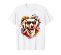 Œuvre d'art Labrador Retriever Jaune St Valentin T-Shirt Graphique avec Valeur, Homme, Blanc, XL