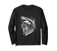 Œuvre d'art Monochrome représentant Un prédateur de l'océan avec Great White Shark Breach Manche Longue