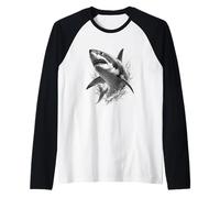 Œuvre d'art Monochrome représentant Un prédateur de l'océan avec Great White Shark Breach Manche Raglan