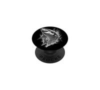 Œuvre d'art Monochrome représentant Un prédateur de l'océan avec Great White Shark Breach PopSockets PopGrip Adhésif