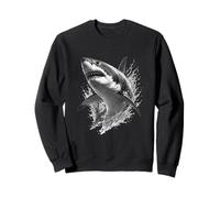 Œuvre d'art Monochrome représentant Un prédateur de l'océan avec Great White Shark Breach Sweatshirt