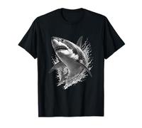 Œuvre d'art Monochrome représentant Un prédateur de l'océan avec Great White Shark Breach T-Shirt
