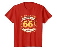 Œuvre d'art pour célébrer Les 66 Ans d'anniversaire T-Shirt, Enfant, Rouge, 2 Ans
