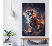 Œuvre d'art représentant l'esprit du tigre de l'espace pour le salon, la chambre à coucher, 30 x 45 cm