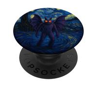 Œuvre d'art rétro cryptide aux Yeux Rouges de Nuit étoilée Mothman PopSockets PopGrip Adhésif