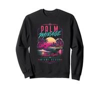 Œuvre d'art rétro Palm Mirage pour Les Nuits du Port de Plaisance de Miami Beach Sweatshirt